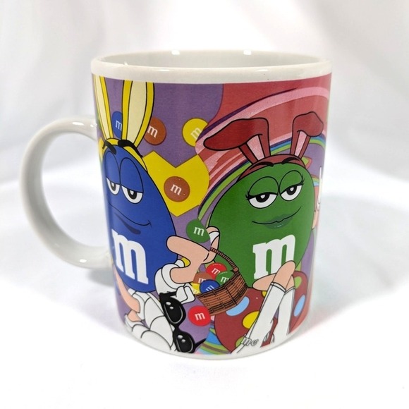 Mars M&M Candy Easter Coffee Mug by Galerie Green Red Yellow Blue - Picture 3 of 7